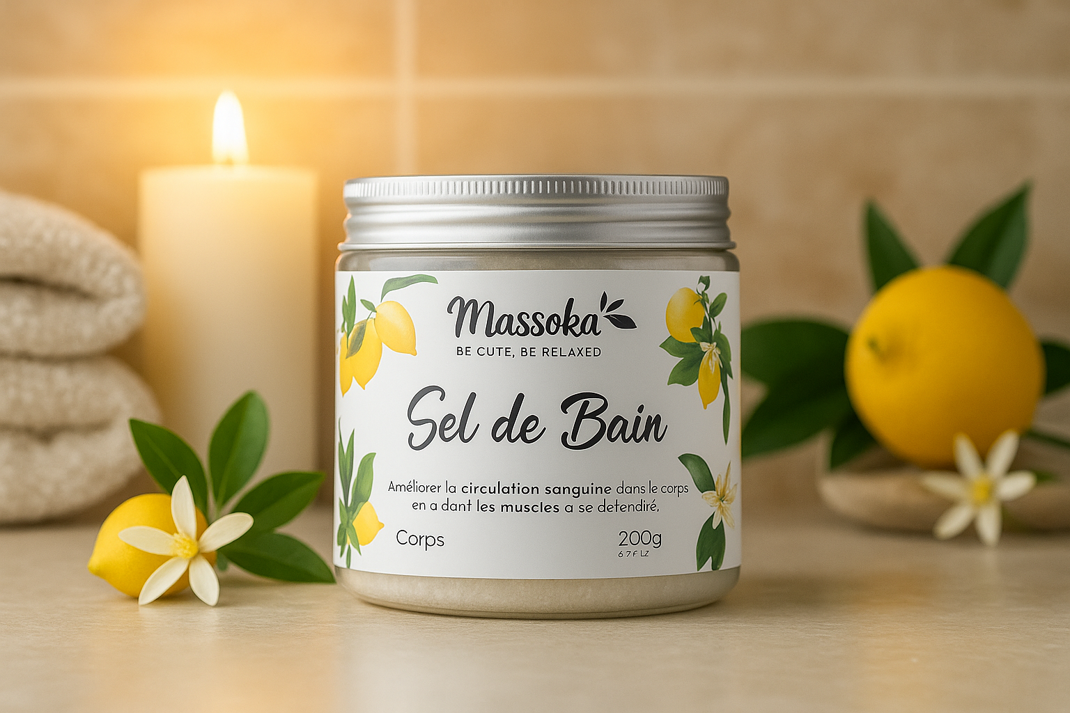 ملح الاستحمام ماسوكا فيرفين وليمون: طقوس مريحة ومنعشة للجسم والعقل